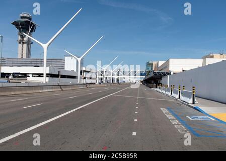 Los Angeles, CA/USA - June 26, 2020: Los Angeles International Airport is deserted during Memorial Day Weekend during the COVID-19 quarantine Stock Photo