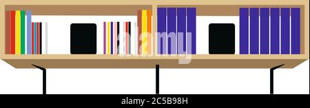 Wooden patterned bookcase, office bookshelf. VECTOR Stock Vector