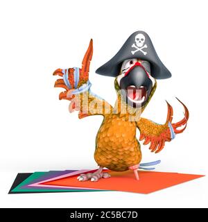 parrot pirate want to calculate, 3d illustration Stock Photo - Alamy
