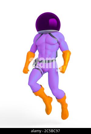 astronaut retro is floating in white background, 3d illustration Stock Photo