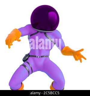 astronaut retro is dancing hiphop in white background, 3d illustration Stock Photo