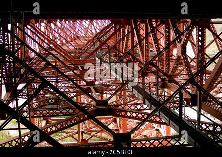 Sub-structure of the Golden Gate Bridge. Below the roadbed over the north viaduct in Marin. Stock Photo