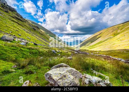 Valleys and mountains at the Lake District in England on a beautiful summer day Stock Photo