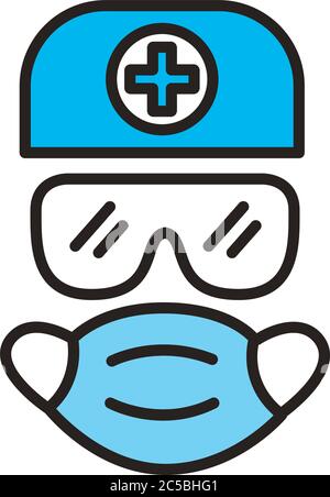 medical protection equipment line and fill style icon vector illustration design Stock Vector