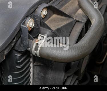 Rubber hose for car engine cooling system isolated on white Stock Photo
