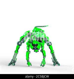 dino raptor robot is ready to attack , 3d illustration Stock Photo