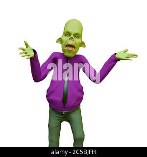 my boss is a funny monster character is saying hey you  give me a hug, 3d illustration Stock Photo