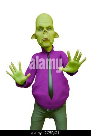 my boss is a funny monster character is saying hey you stop there, 3d illustration Stock Photo