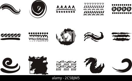 bundle of creative design with brush strokes icons vector illustration design Stock Vector