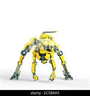 dino raptor robot is ready to attack , 3d illustration Stock Photo