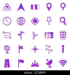 Navigation gradient icons on white background, stock vector Stock Vector