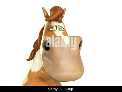 horse cartoon is so sad on white background, 3d illustration Stock ...