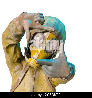 radioactive cartoon is focusing in white background, 3d illustration Stock Photo