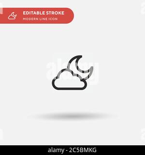 Cloudy Night Simple vector icon. Illustration symbol design template for web mobile UI element. Perfect color modern pictogram on editable stroke. Cloudy Night icons for your business project Stock Vector