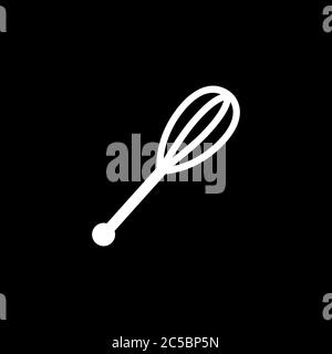 Whisk Icon On Black Background. Black Flat Style Vector Illustration. Stock Vector
