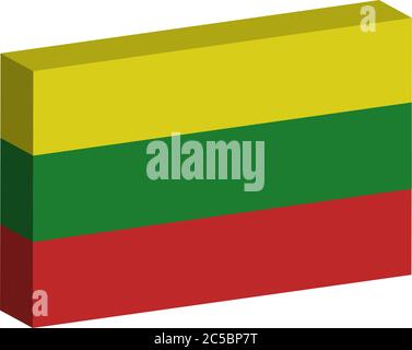 3D flag of Lithuania Stock Vector