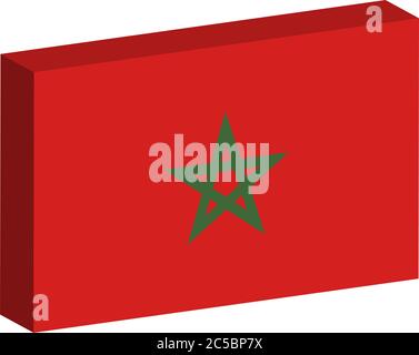 3D flag of Morocco Stock Vector