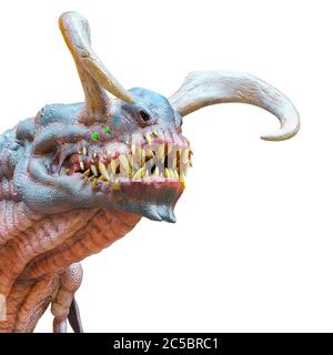 alien dinosaur id profile in a white background, 3d illustration Stock ...