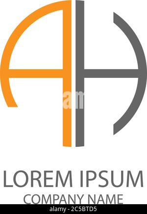 Circle AH logo letter design concept in orange and black colors Stock Vector