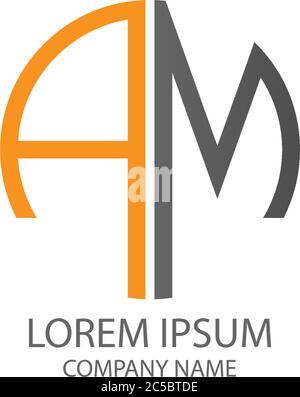 Circle AM logo letter design concept in orange and black colors Stock Vector
