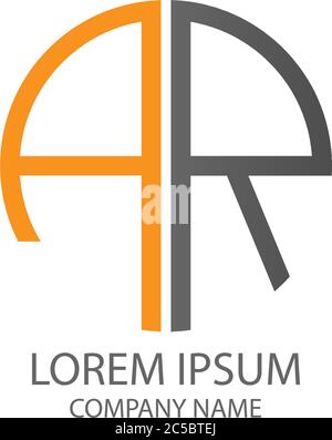 Circle AR logo letter design concept in orange and black colors Stock Vector