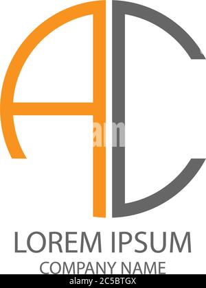 Circle AC logo letter design concept in orange and black colors Stock Vector