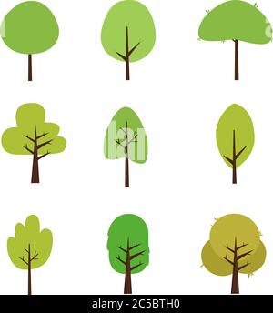 Set of a green trees icons Stock Vector