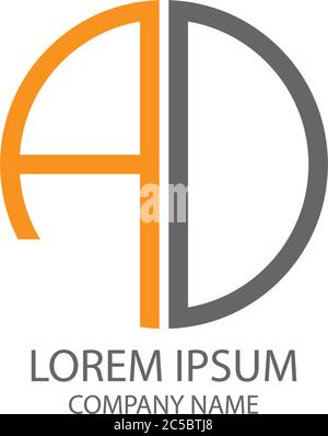 Circle AD logo letter design concept in orange and black colors Stock Vector
