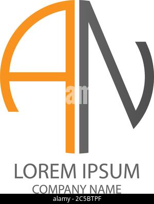Circle AN logo letter design concept in orange and black colors Stock Vector