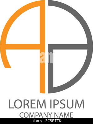 Circle Aa logo letter design concept in orange and black colors Stock Vector