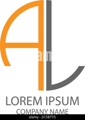 Circle AL logo letter design concept in orange and black colors Stock Vector