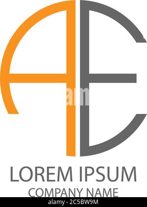 Circle AE logo letter design concept in orange and black colors Stock Vector
