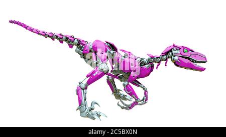 velociraptor robot ready to attack, 3d illustration Stock Photo