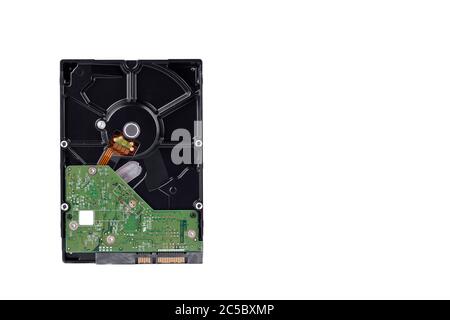 internal harddisk drive is the data storage for the digital data computeron white background  harddisk technology isolated Stock Photo