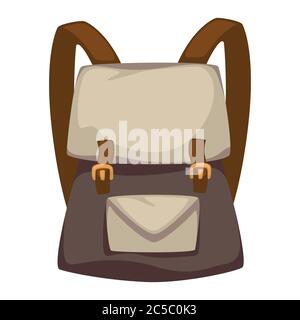 Rucksack for travelers or school kids, model of satchel Stock Vector