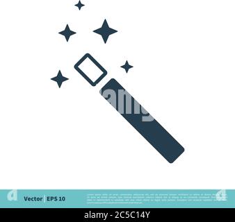 Magic Wand, Magician Stick Wizard Icon Vector Logo Template Illustration Design. Vector EPS 10. Stock Vector