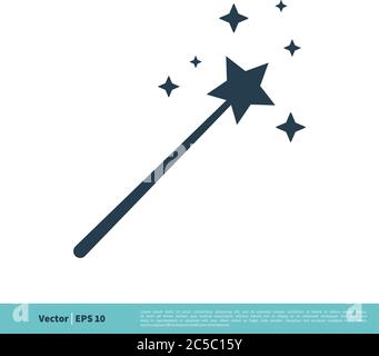Magic Wand, Magician Stick Wizard Icon Vector Logo Template Illustration Design. Vector EPS 10. Stock Vector