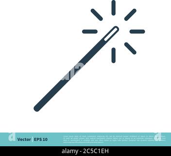 Magic Wand, Magician Stick Wizard Icon Vector Logo Template Illustration Design. Vector EPS 10. Stock Vector