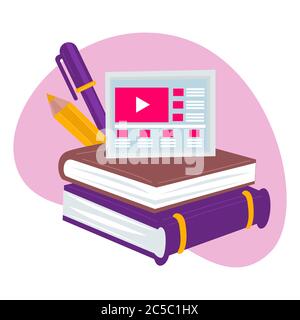 Online education and studies in distant format, modern technologies Stock Vector