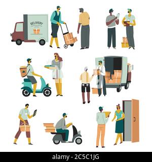 Logistics and delivery of food and orders for clients Stock Vector