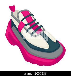 Sneakers on massive platform, trendy shoes for training Stock Vector
