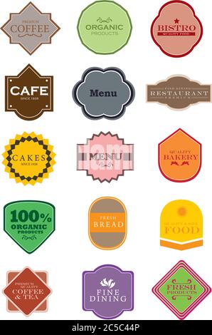 Set of vintage retro restaurant badges and labels Stock Vector