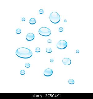 Vector blue water drops isolated on a white background Stock Vector