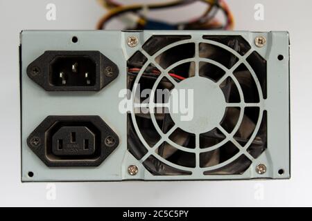 computer power supply on white background Stock Photo