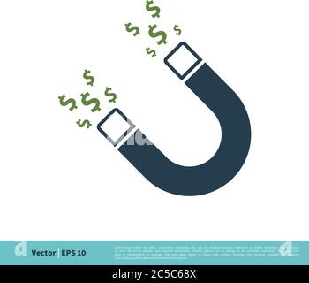 Magnet Dollar Sign Icon Vector Logo Template Illustration Design. Vector EPS 10. Stock Vector