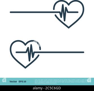 Heart and Pulse Icon Vector Logo Template Illustration Design. Vector EPS 10. Stock Vector