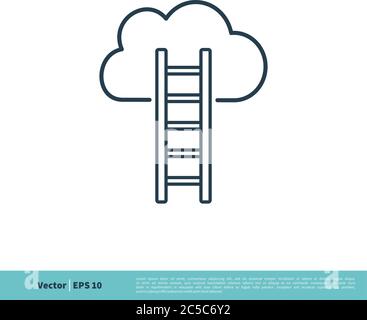 Ladder and Cloud Icon Vector Logo Template Illustration Design. Vector EPS 10. Stock Vector