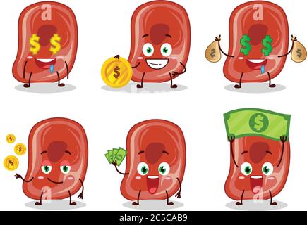 Ham cartoon character with cute emoticon bring money Stock Vector