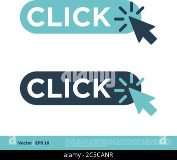 Click Button Arrow Icon Vector Logo Template Illustration Design. Vector EPS 10. Stock Vector