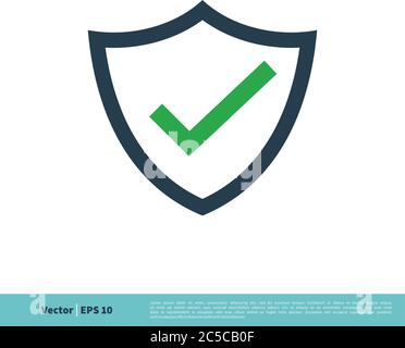 Check Mark and Shield Icon Vector Logo Template Illustration Design. Vector EPS 10. Stock Vector